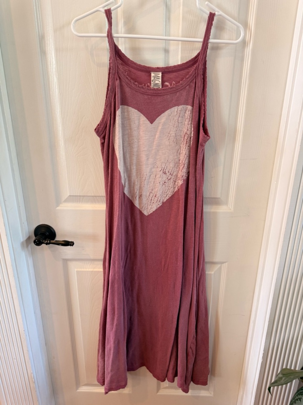 Magnolia Pearl Mauve Tank Dress with White Heart Graphic